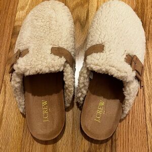 J.Crew Womens Sherpa Buckle Clog Slippers Size 9 BT284 NWT